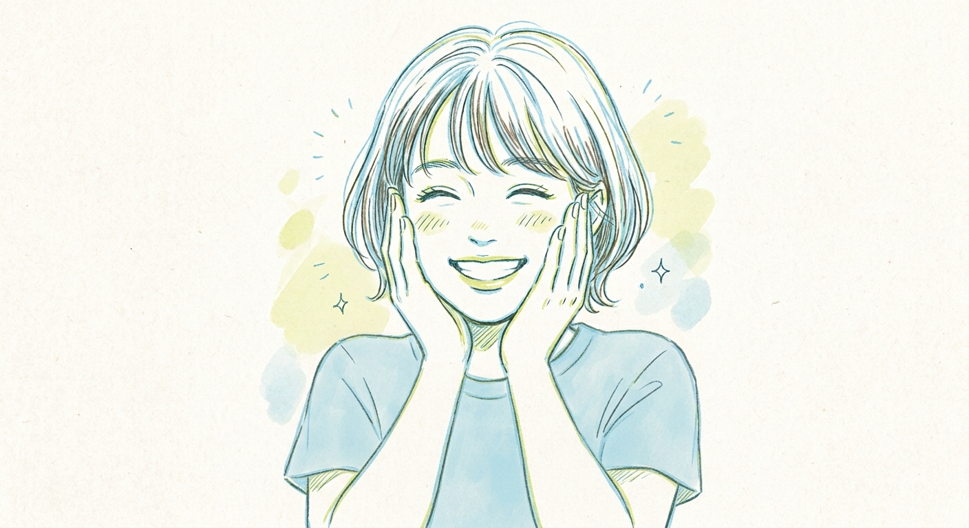 すっきりした表情の女性のイラスト